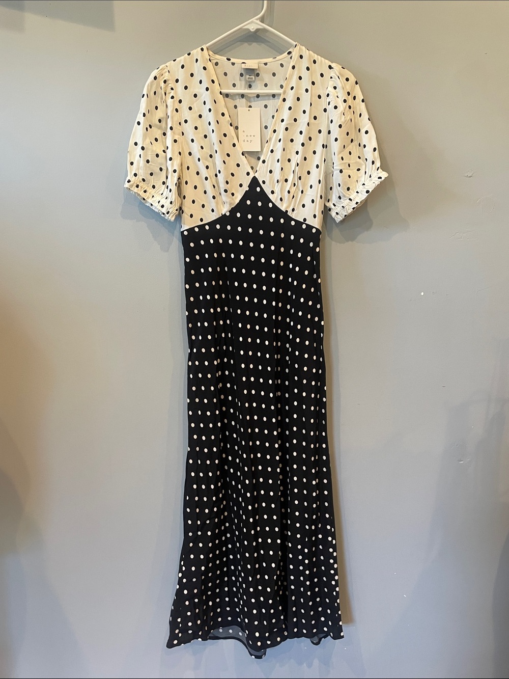 Polka Dot V-Neck Maxi Dress - Black & White new
